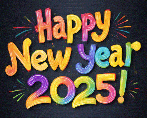Прикольная весёлая гиф открытка Happy New Year 2025.