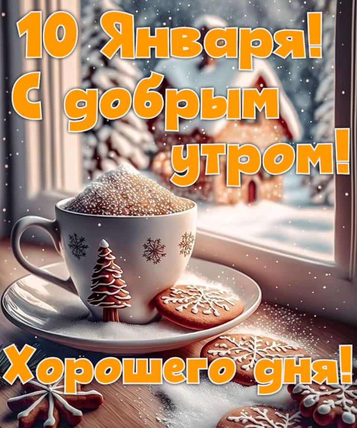 Новая волшебная зимняя открытка для пожелания доброго утра 10-го января. Новая волшебная зимняя открытка для пожелания доброго утра 10-го января.