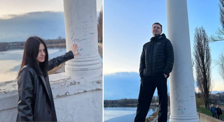 А на этих совместных фотках ребята на фоне колонны, судя по всему в родном городе Винницы.