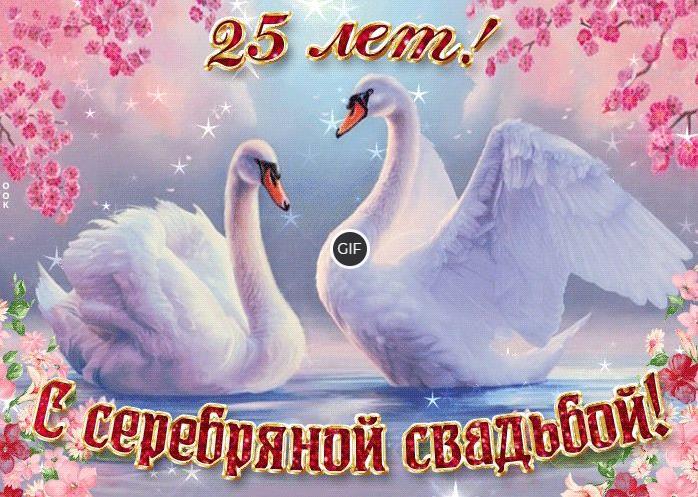 Гифки с годовщиной свадьбы с серебряной свадьбой - 25 лет