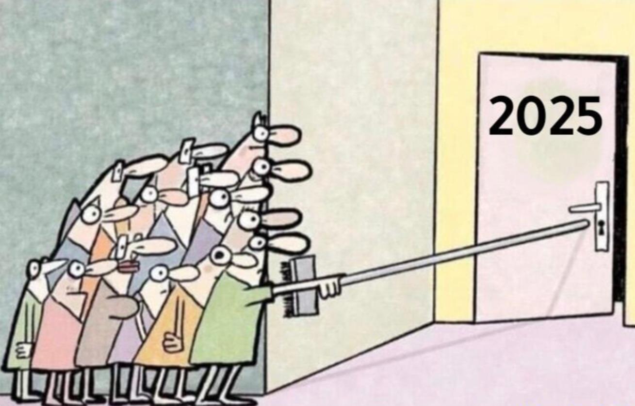 Мемная картинка про то как Россияне готовятся к встрече 2025 года.